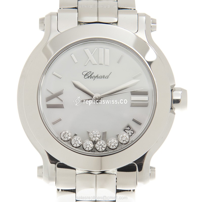Chopard Happy Sport Replica - Quartz - Steel - White Dial - Silver Steel Clasp - Luxury Replica HAPPY SPORT Watch